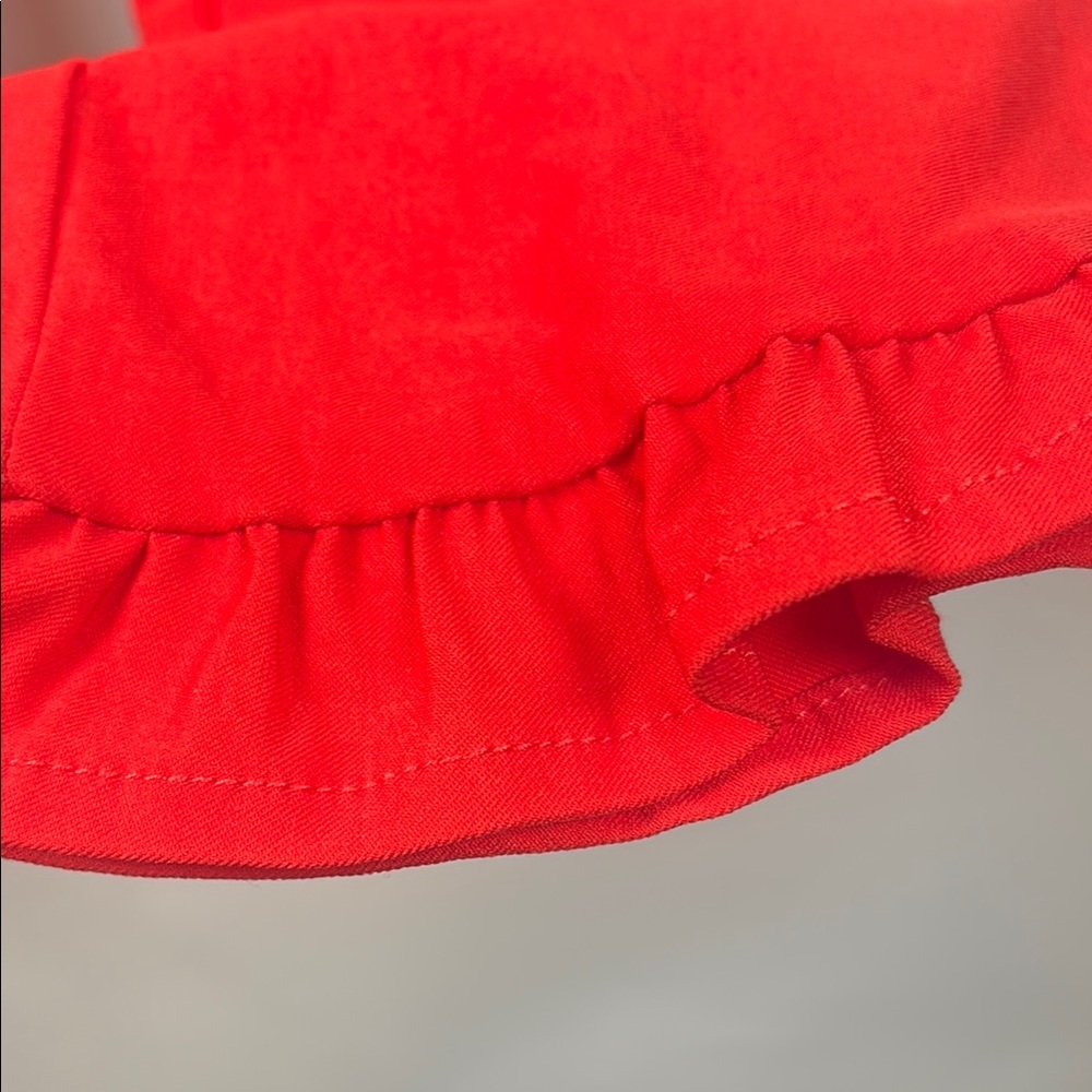 Vibrant Red Ruffle Hem Pants - Picture 4 of 11